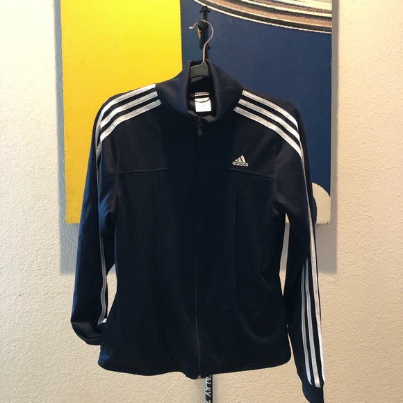 ADIDAS- NAVY BLUE TRACK JACKET - Picture 1 of 8